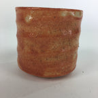 Japanese Ceramic Mino Ware Sake Cup Vtg Guinomi Akashino Orange Pottery GU976