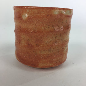 Japanese Ceramic Mino Ware Sake Cup Vtg Guinomi Akashino Orange Pottery GU976