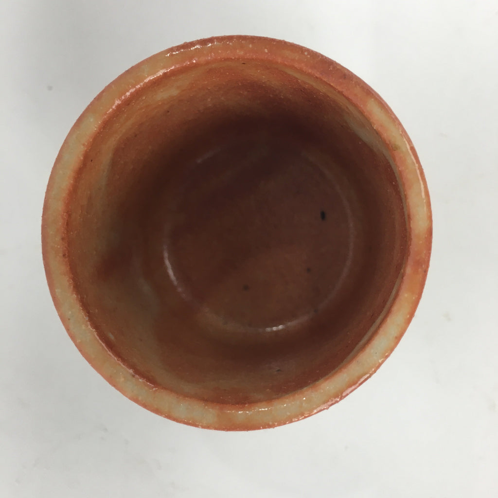 Japanese Ceramic Mino Ware Sake Cup Vtg Guinomi Akashino Orange Pottery GU976