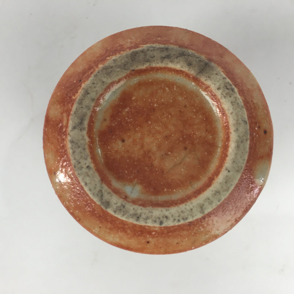 Japanese Ceramic Mino Ware Sake Cup Vtg Guinomi Akashino Orange Pottery GU976