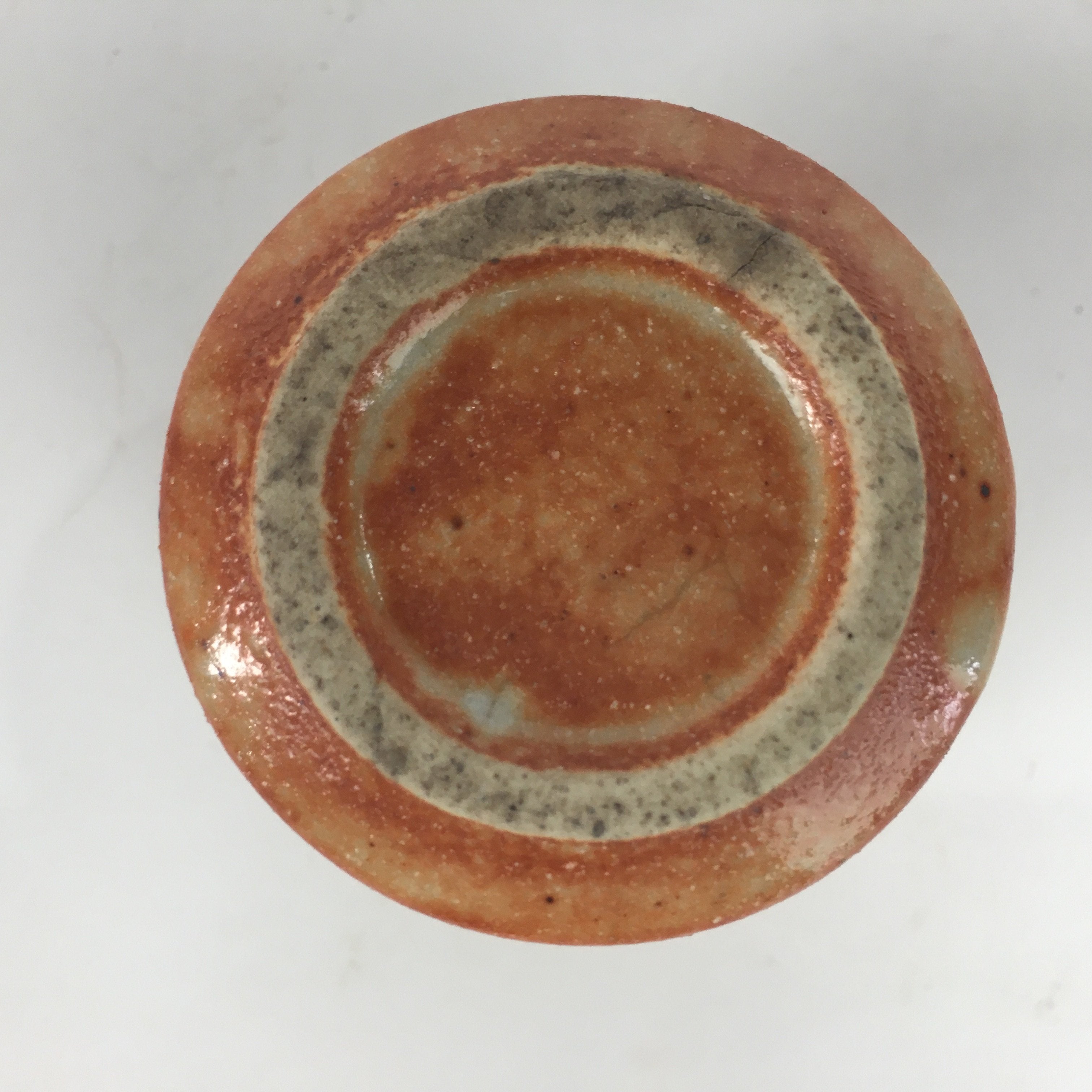 Japanese Ceramic Mino Ware Sake Cup Vtg Guinomi Akashino Orange Pottery GU976