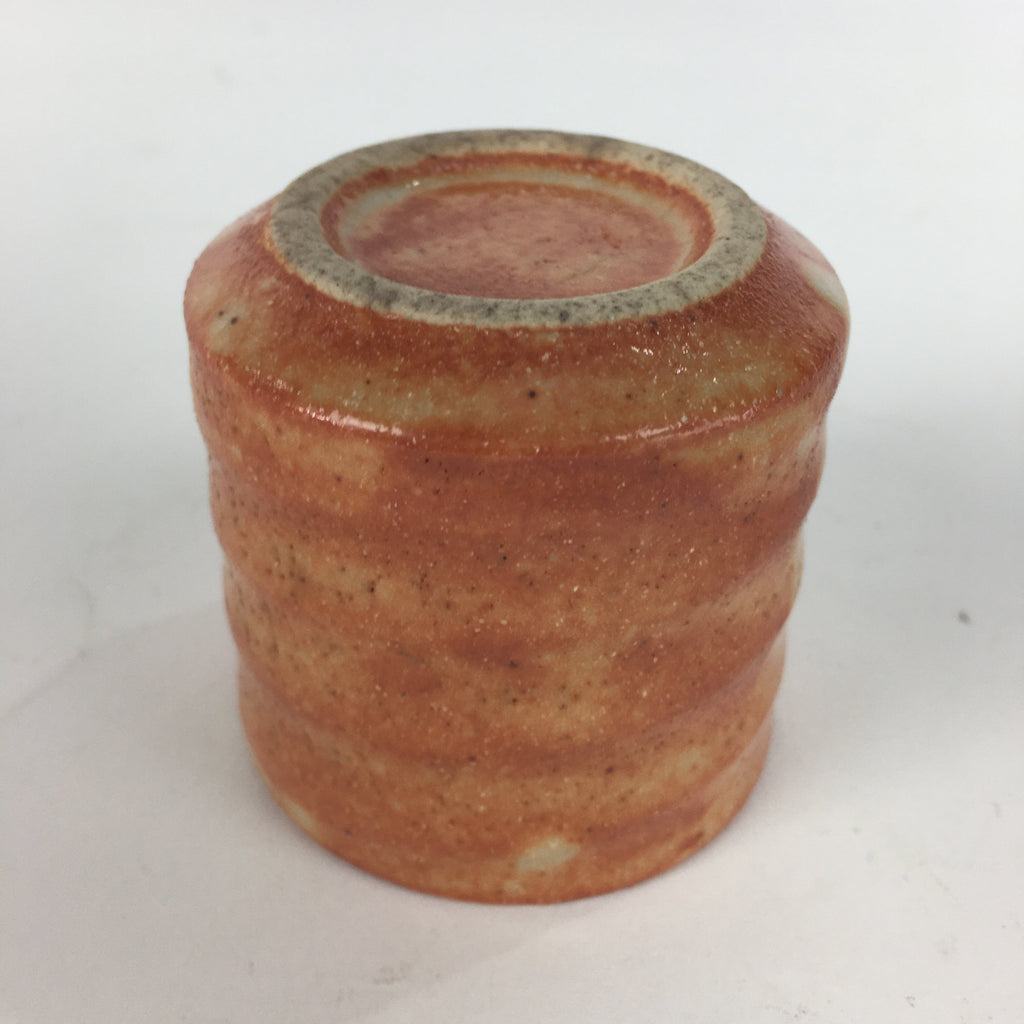 Japanese Ceramic Mino Ware Sake Cup Vtg Guinomi Akashino Orange Pottery GU976