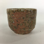 Japanese Ceramic Mino Ware Sake Cup Vtg Guinomi Green Brown Pebbles GU977