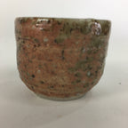 Japanese Ceramic Mino Ware Sake Cup Vtg Guinomi Green Brown Pebbles GU977