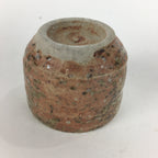 Japanese Ceramic Mino Ware Sake Cup Vtg Guinomi Green Brown Pebbles GU977