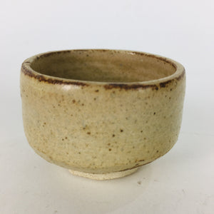 Japanese Ceramic Mino Ware Sake Cup Vtg Guinomi Ochoko Beige Brown GU924