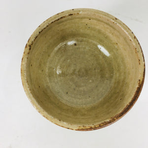 Japanese Ceramic Mino Ware Sake Cup Vtg Guinomi Ochoko Beige Brown GU925