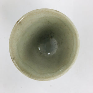 Japanese Ceramic Mino Ware Sake Cup Vtg Guinomi Ochoko White Green GU930