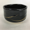 Japanese Ceramic Mino Ware Tea Ceremony Bowl Vtg Brown Line Matcha Black GTB758