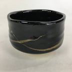 Japanese Ceramic Mino Ware Tea Ceremony Bowl Vtg Brown Line Matcha Black GTB758
