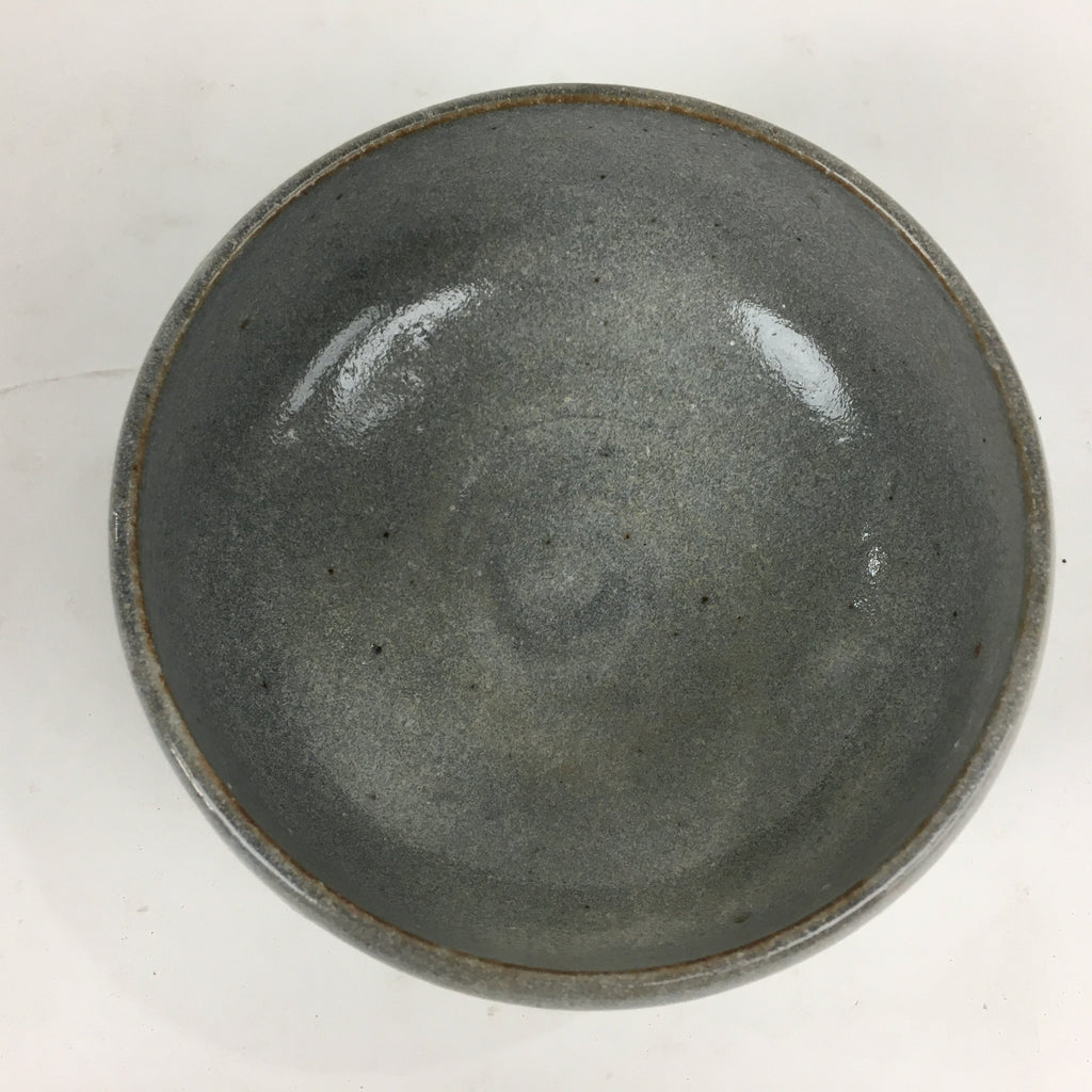 Japanese Ceramic Mino Ware Tea Ceremony Bowl Vtg Gray Mountain Chawan GTB772