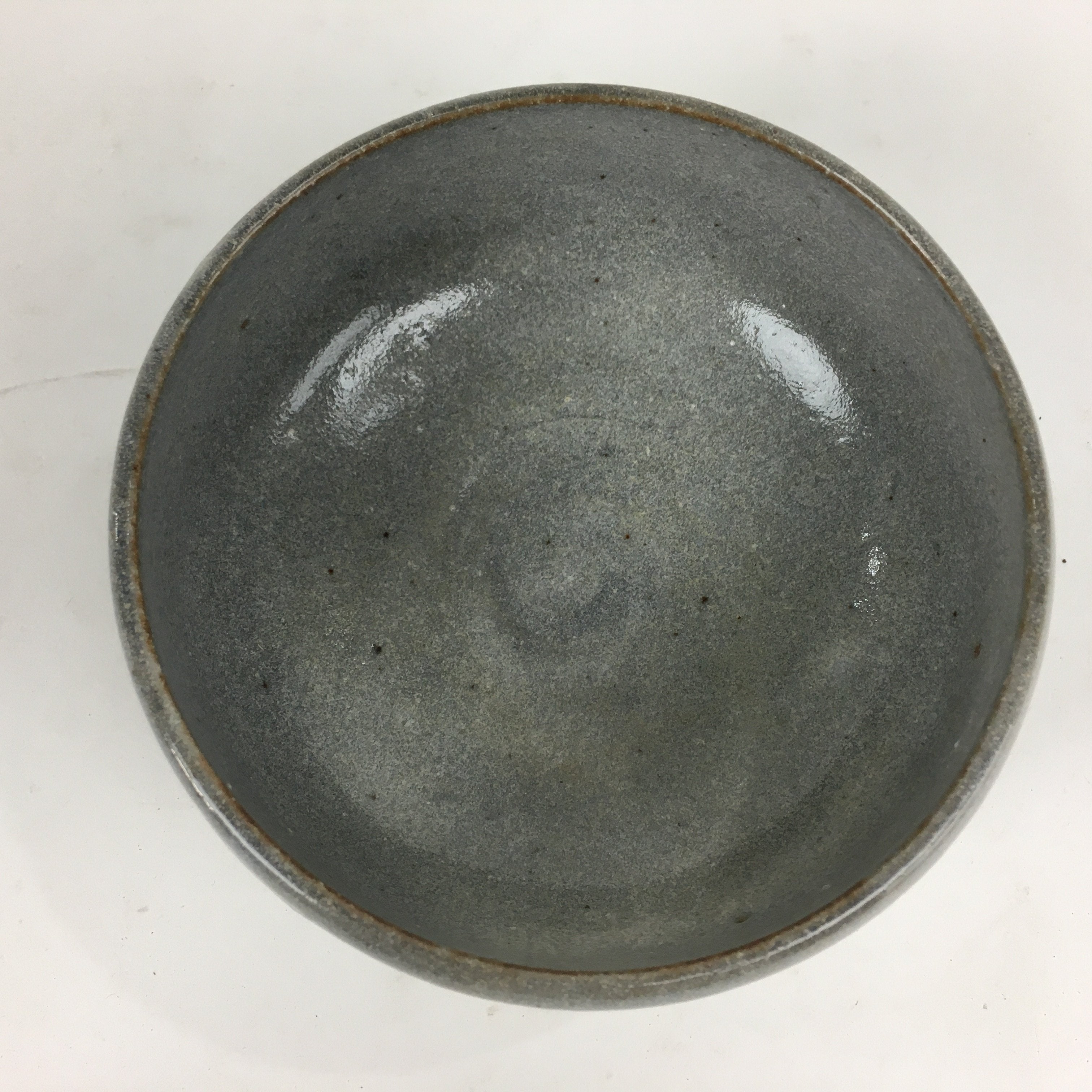 Japanese Ceramic Mino Ware Tea Ceremony Bowl Vtg Gray Mountain Chawan GTB772