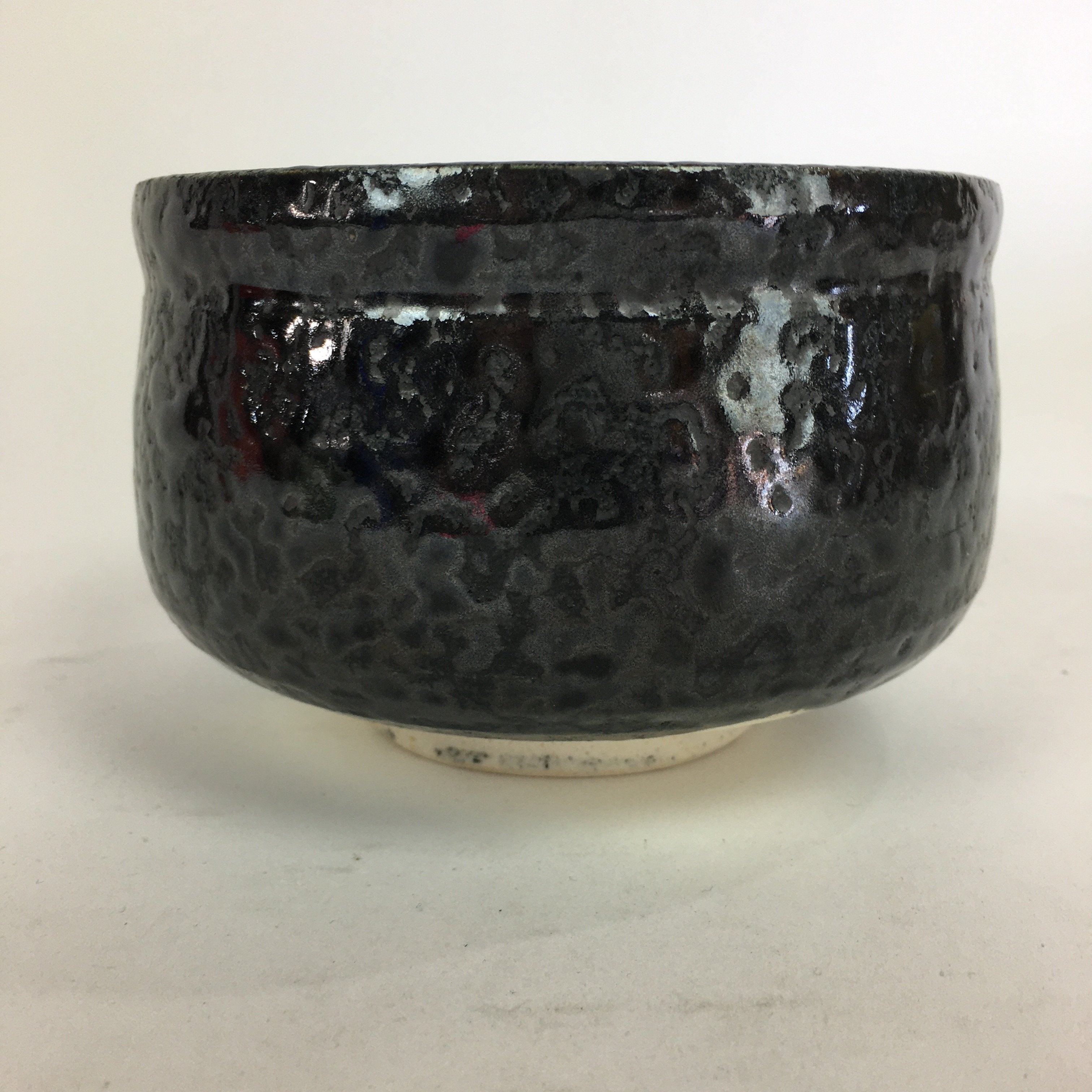 Japanese Ceramic Mino Ware Tea Ceremony Bowl Vtg Oil Drip Matcha Black GTB757