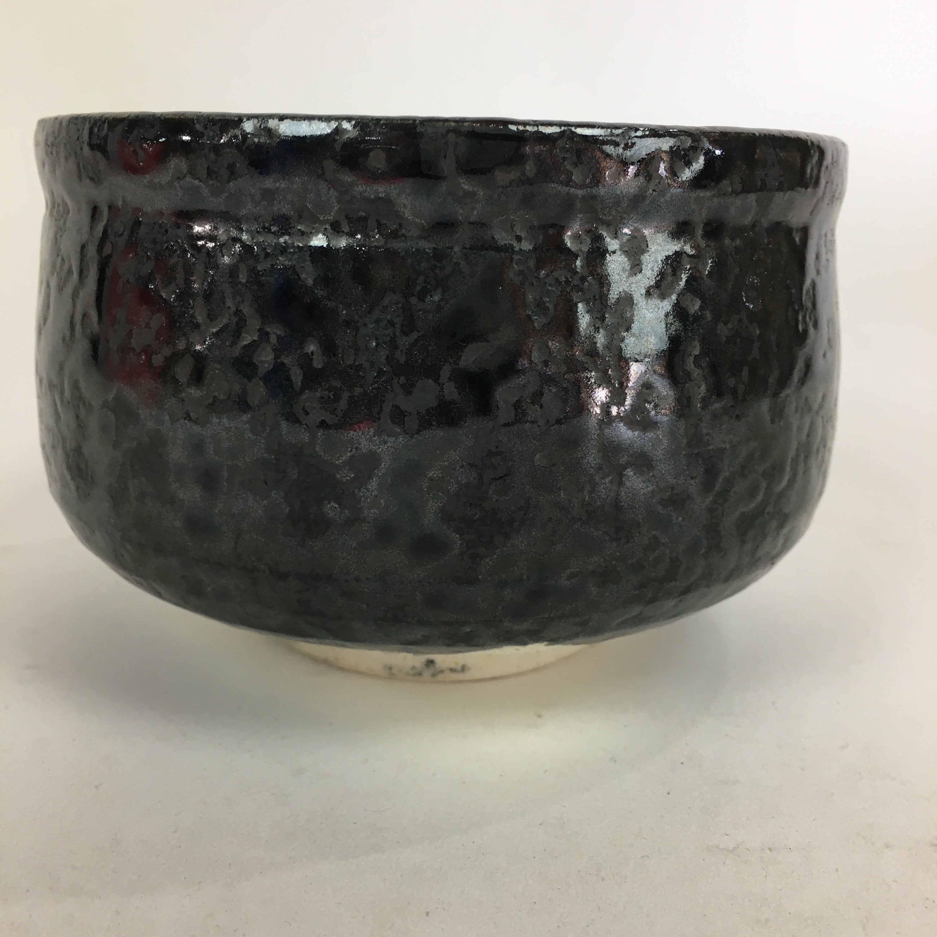 Japanese Ceramic Mino Ware Tea Ceremony Bowl Vtg Oil Drip Matcha Black GTB757