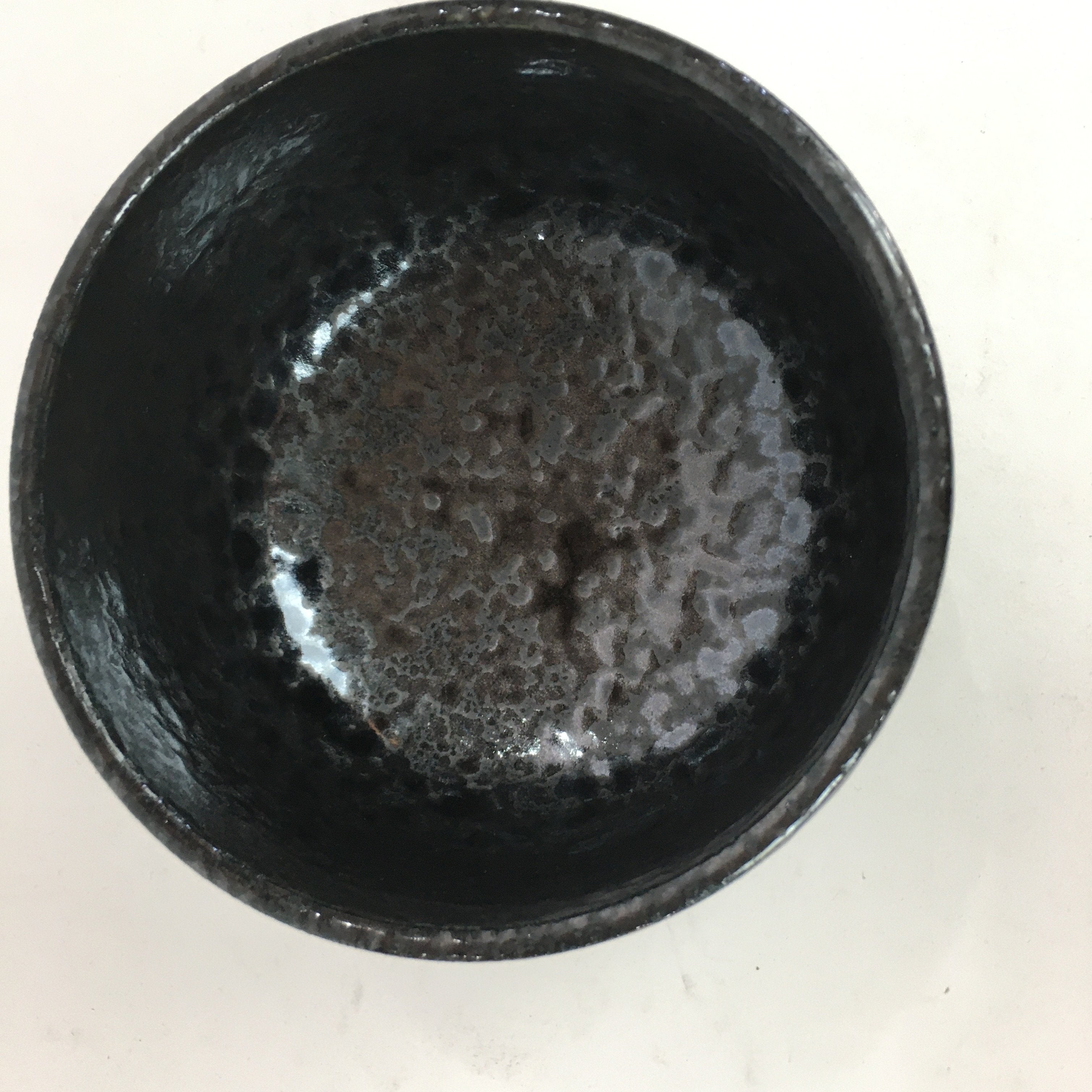 Japanese Ceramic Mino Ware Tea Ceremony Bowl Vtg Oil Drip Matcha Black GTB757