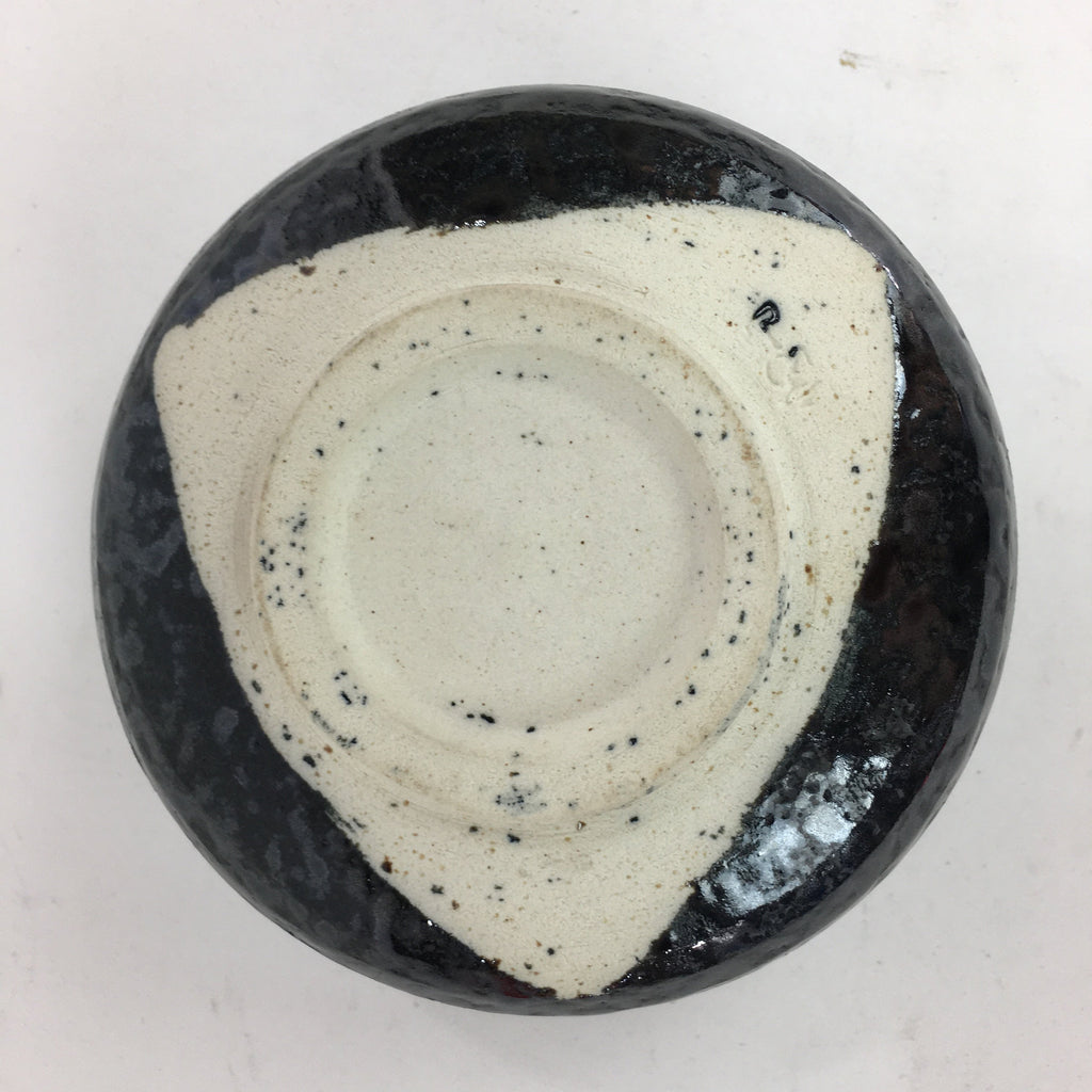 Japanese Ceramic Mino Ware Tea Ceremony Bowl Vtg Oil Drip Matcha Black GTB757