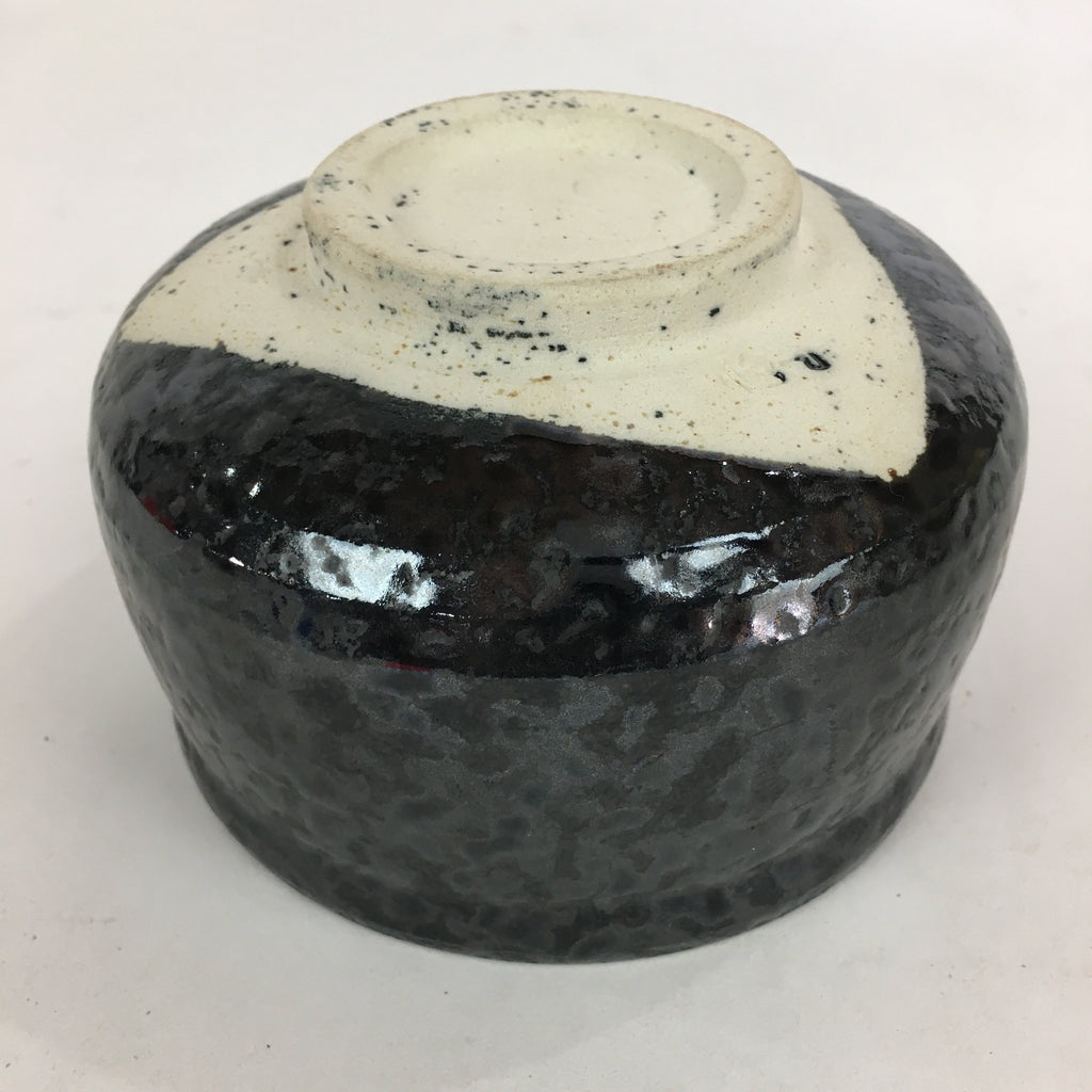 Japanese Ceramic Mino Ware Tea Ceremony Bowl Vtg Oil Drip Matcha Black GTB757