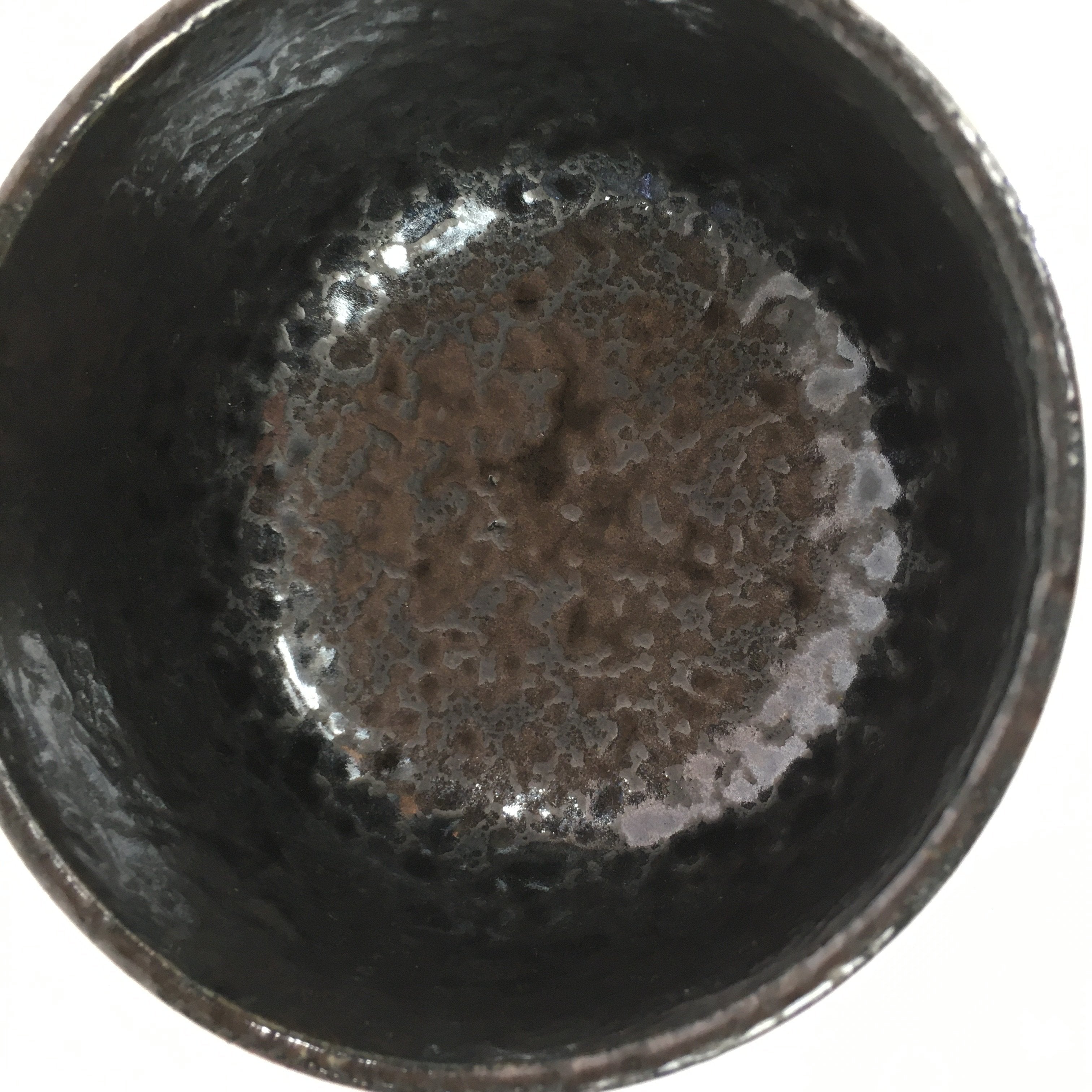 Japanese Ceramic Mino Ware Tea Ceremony Bowl Vtg Oil Drip Matcha Black GTB757