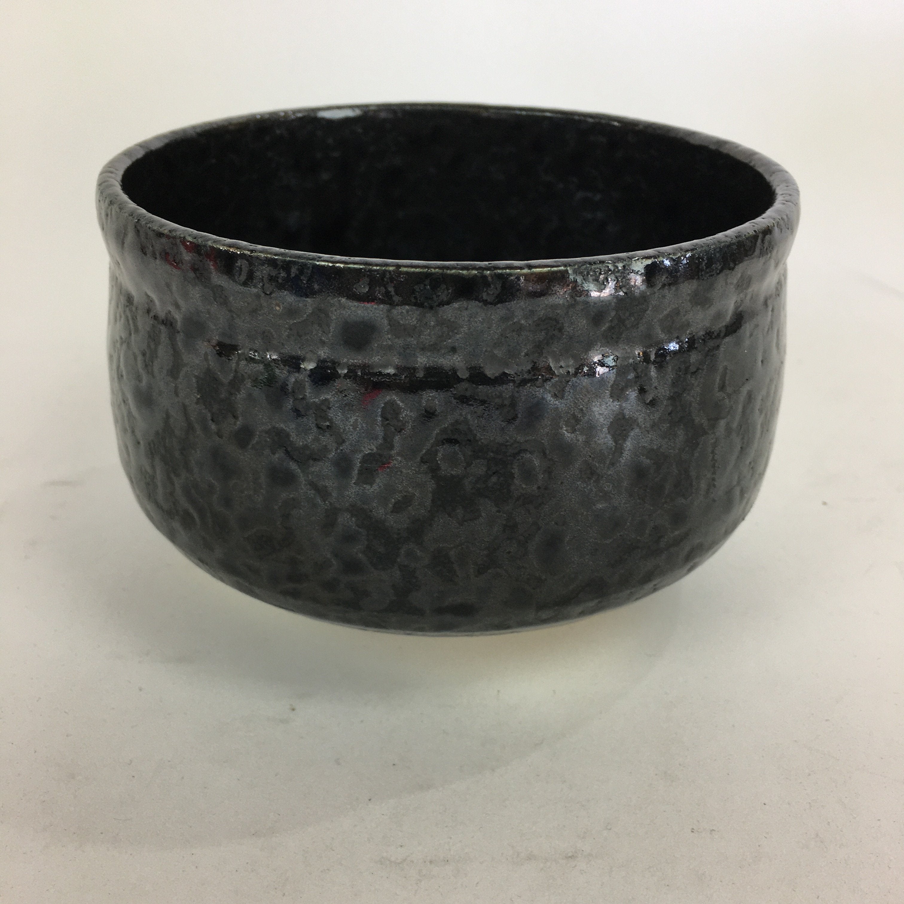 Japanese Ceramic Mino Ware Tea Ceremony Bowl Vtg Oil Drip Matcha Black GTB757