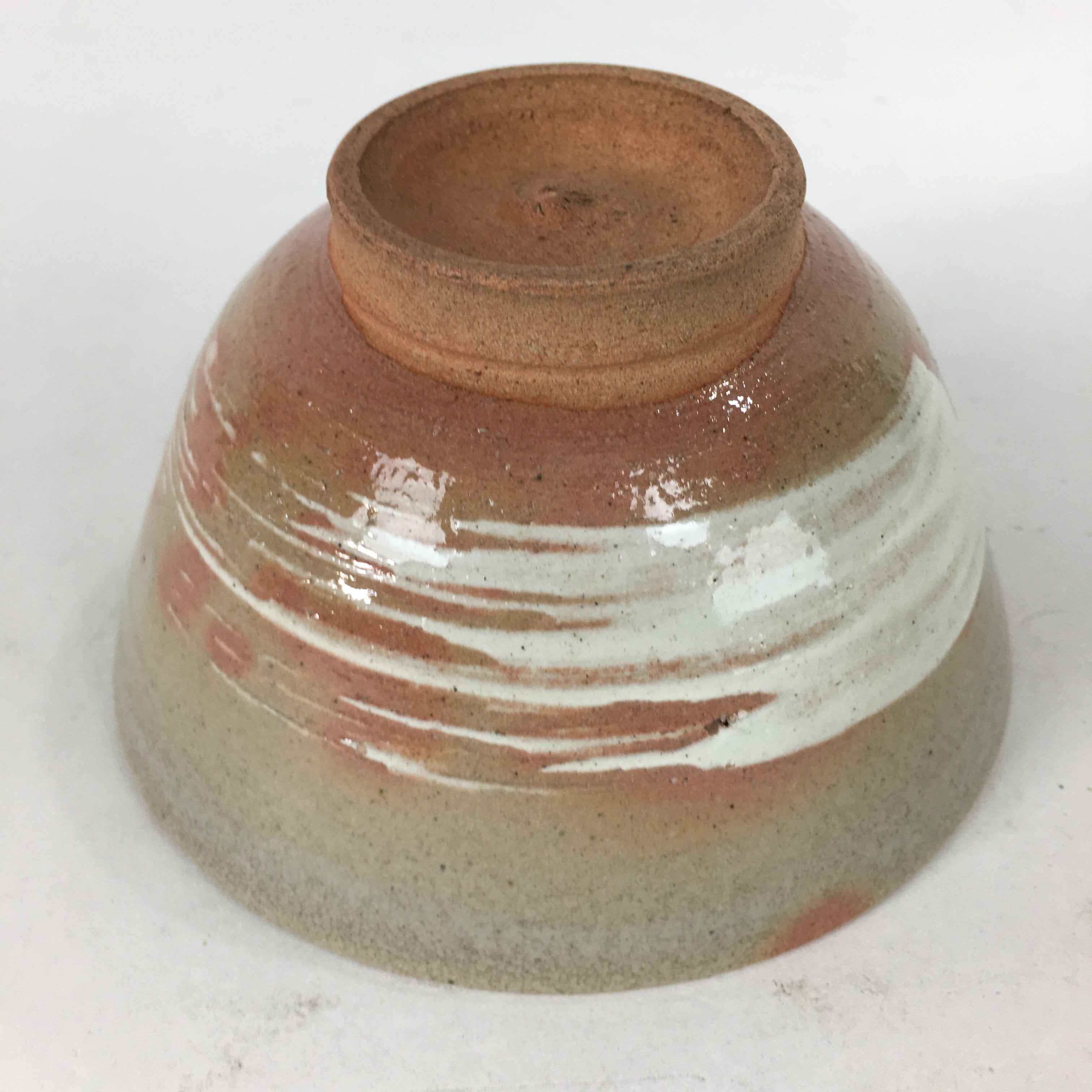 Japanese Ceramic Mino Ware Tea Ceremony Bowl Vtg Orange White Chawan GTB743