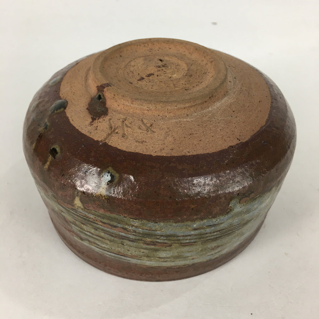 Japanese Ceramic Mino ware Tea Ceremony Bowl Vtg Chawan Brown Pottery GTB750