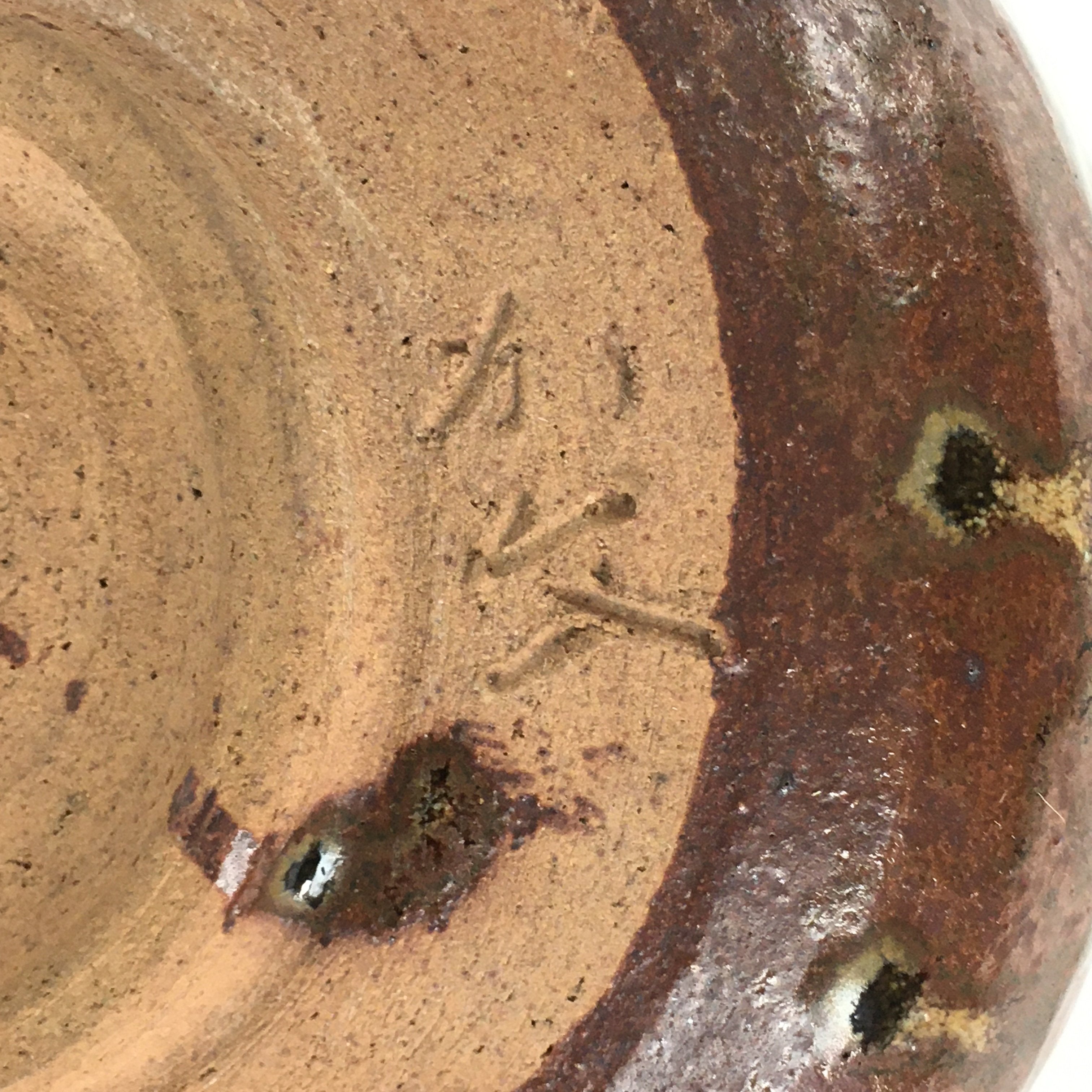 Japanese Ceramic Mino ware Tea Ceremony Bowl Vtg Chawan Brown Pottery GTB750