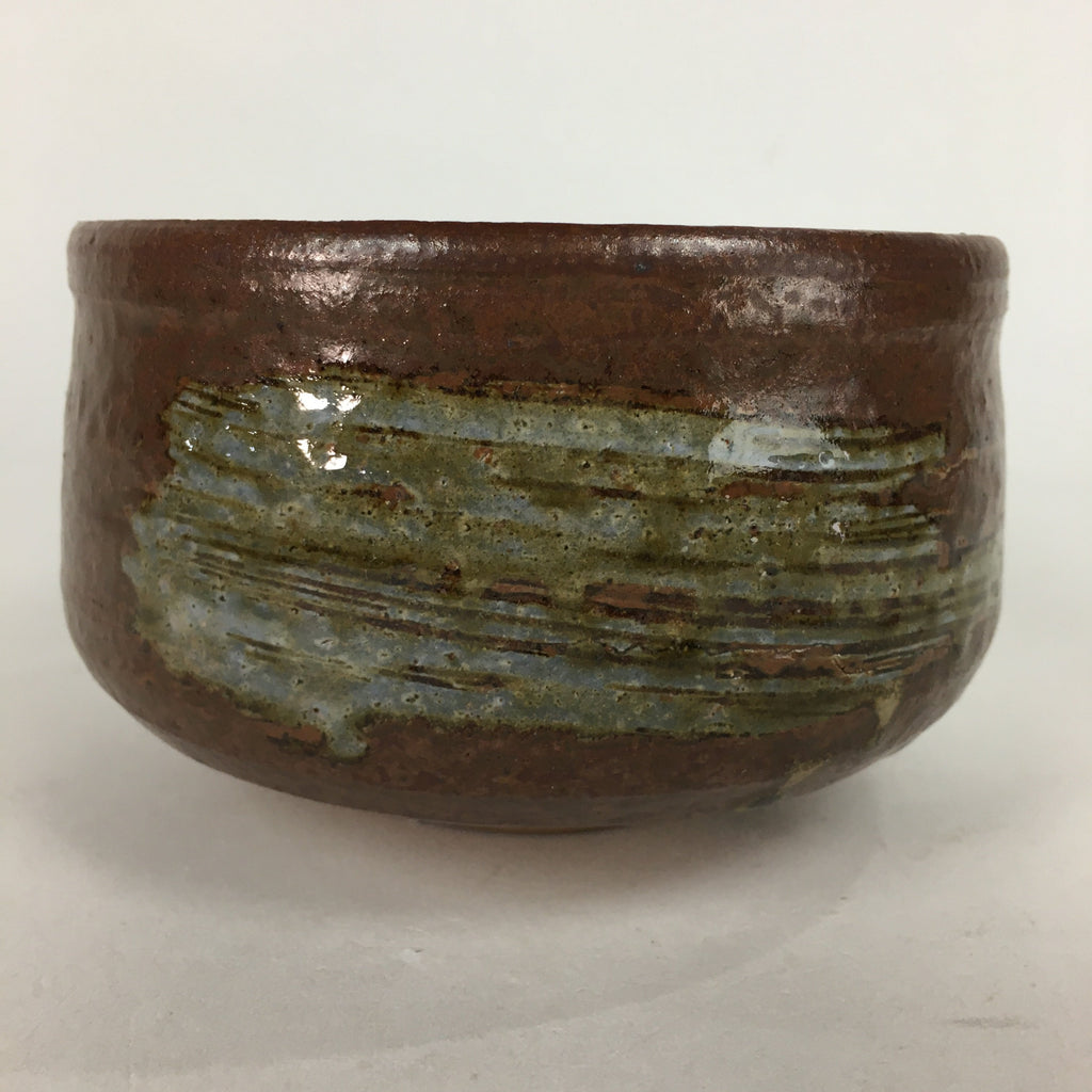 Japanese Ceramic Mino ware Tea Ceremony Bowl Vtg Chawan Brown Pottery GTB750
