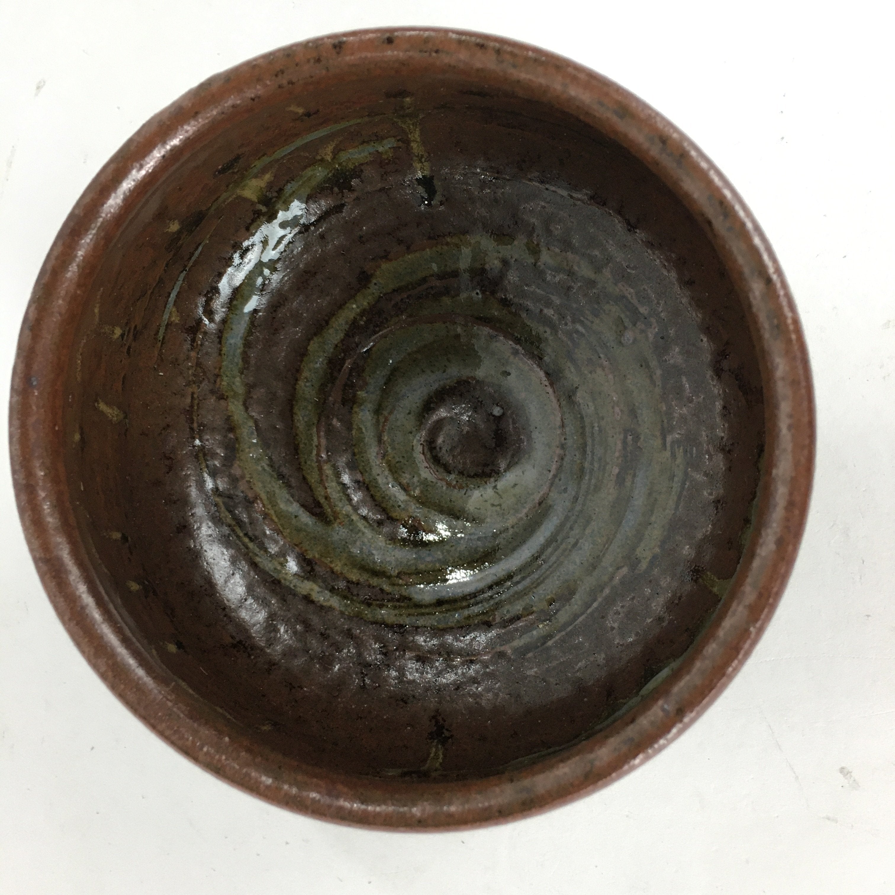 Japanese Ceramic Mino ware Tea Ceremony Bowl Vtg Chawan Brown Pottery GTB750