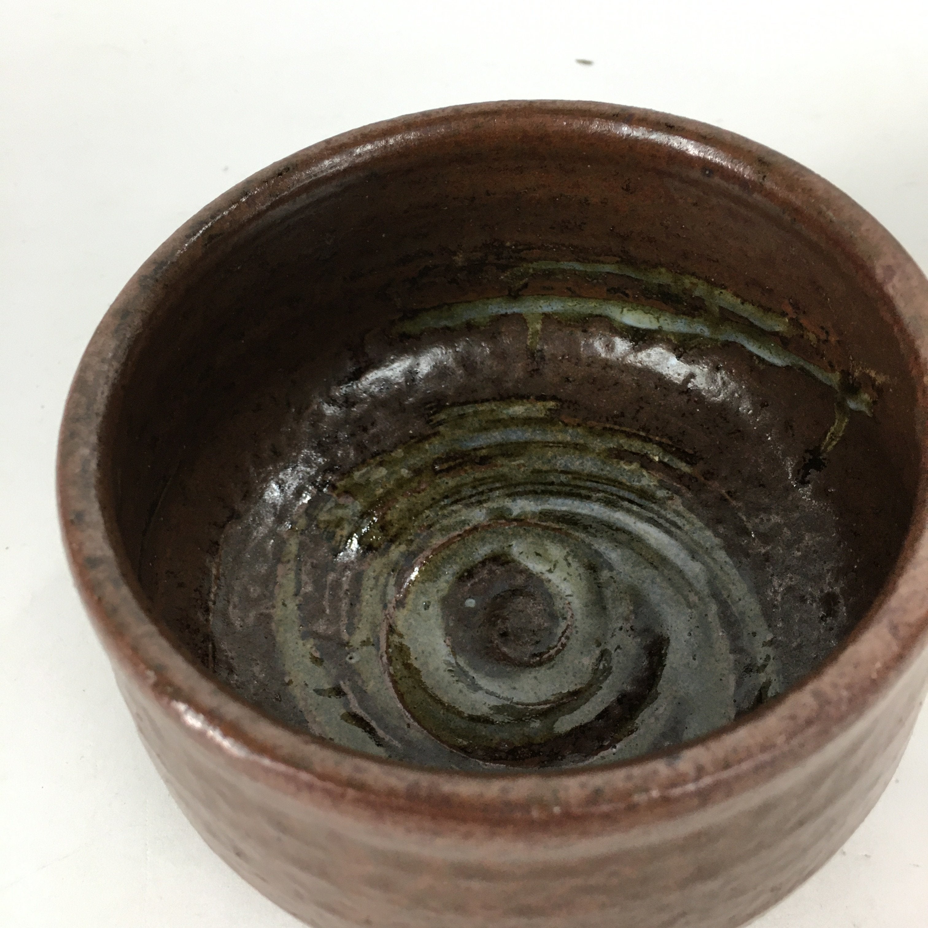 Japanese Ceramic Mino ware Tea Ceremony Bowl Vtg Chawan Brown Pottery GTB750