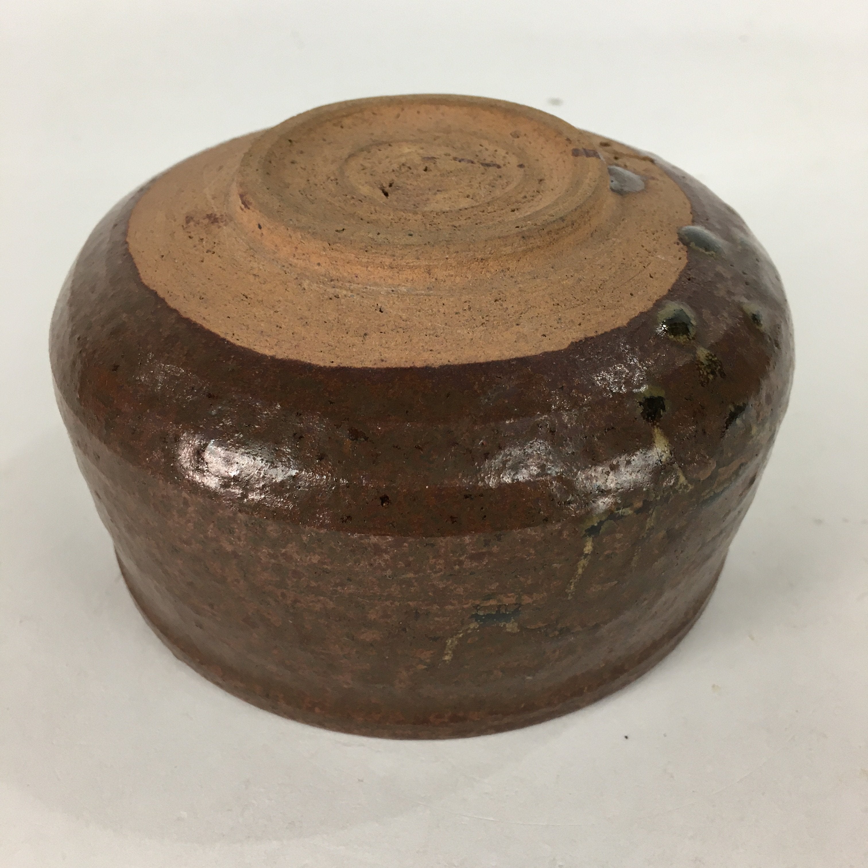 Japanese Ceramic Mino ware Tea Ceremony Bowl Vtg Chawan Brown Pottery GTB750