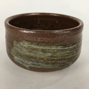 Japanese Ceramic Mino ware Tea Ceremony Bowl Vtg Chawan Brown Pottery GTB750