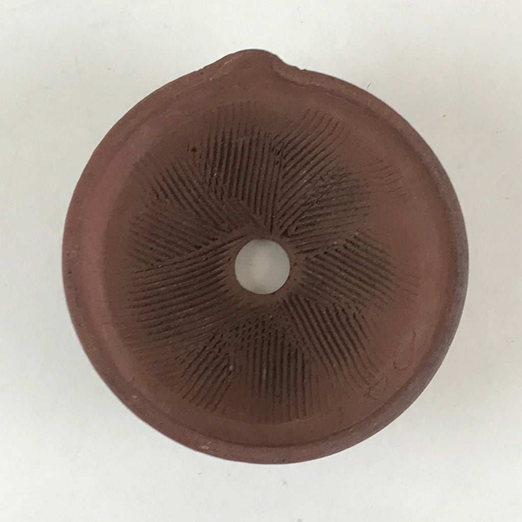 Japanese Ceramic Mortar With Hole Wasabi Ginger Spices Vtg Flower Pot Brown PY26