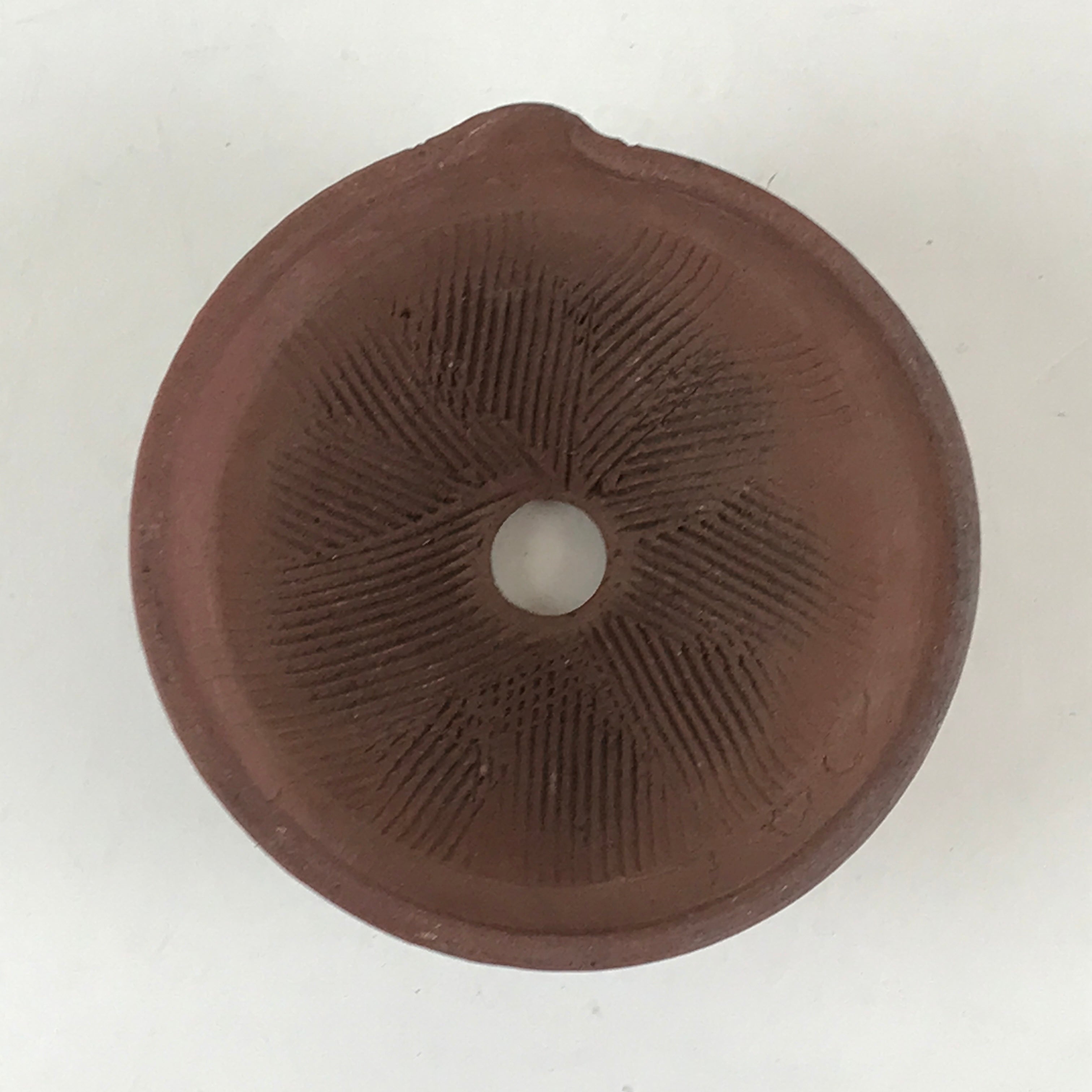 Japanese Ceramic Mortar With Hole Wasabi Ginger Spices Vtg Flower Pot Brown PY26