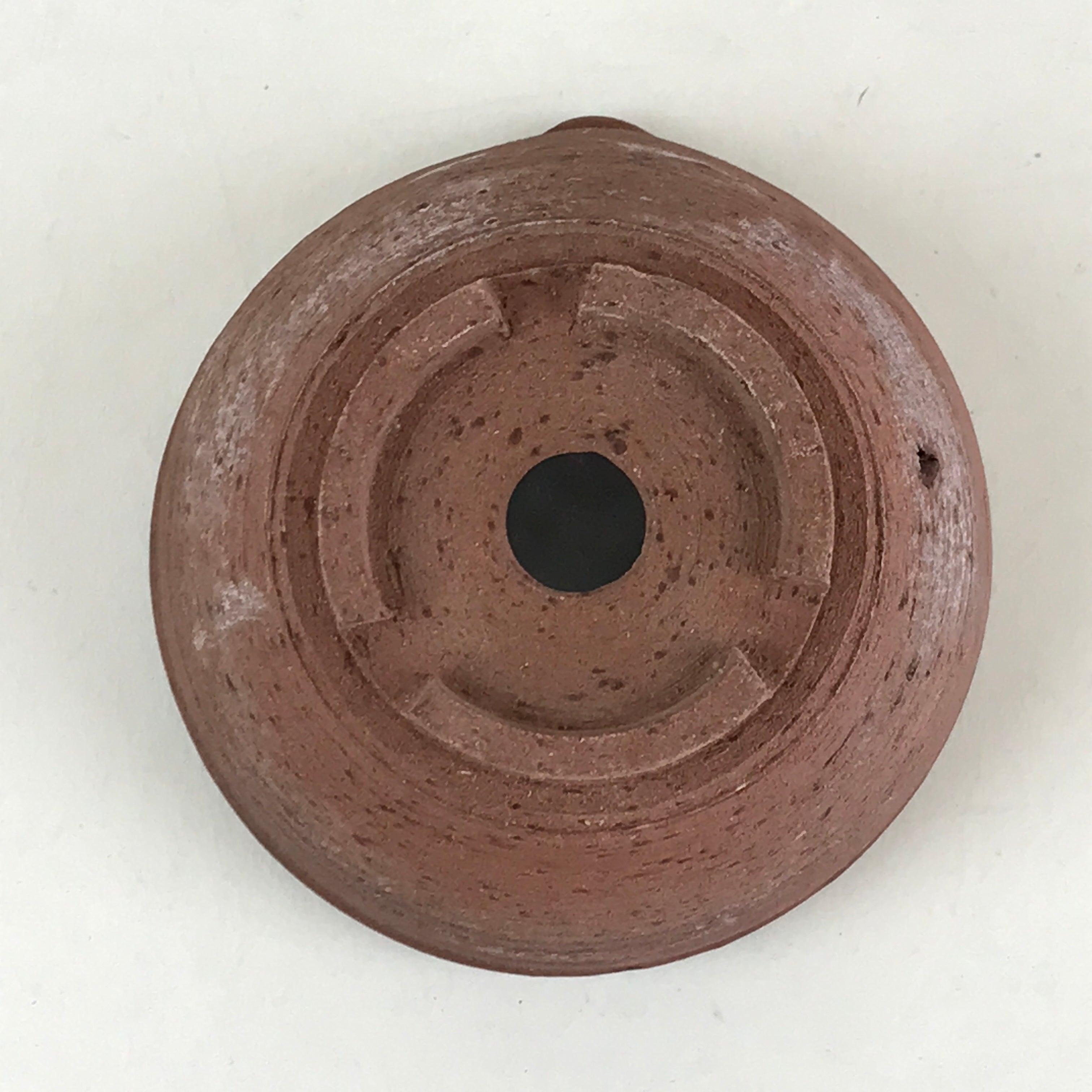 Japanese Ceramic Mortar With Hole Wasabi Ginger Spices Vtg Flower Pot Brown PY26