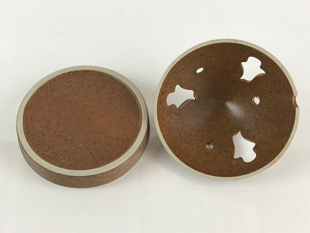 Japanese Ceramic Mosquito Coil Holder And Wooded Tray Vtg Iron Glaze PX629