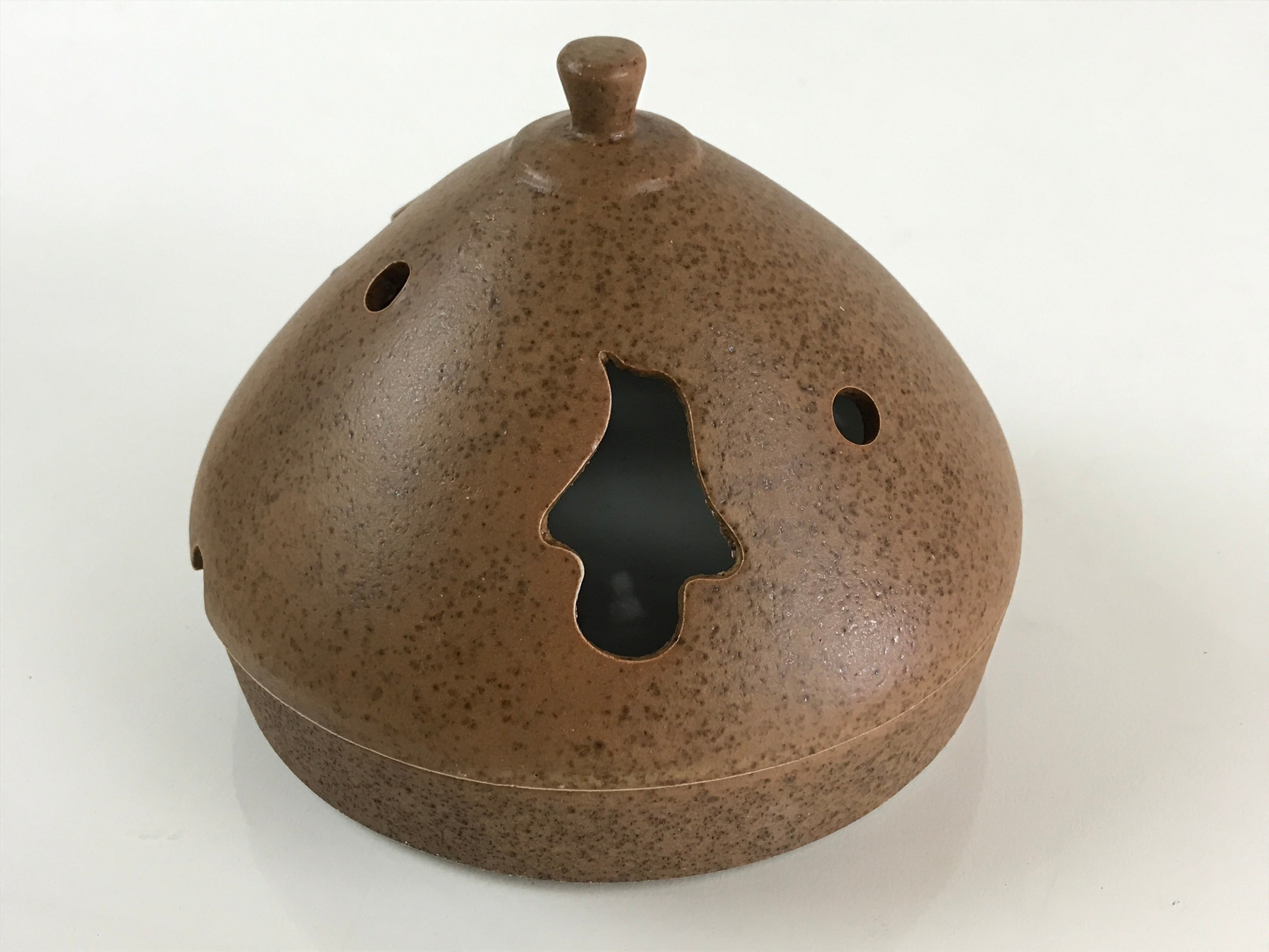 Japanese Ceramic Mosquito Coil Holder And Wooded Tray Vtg Iron Glaze PX629