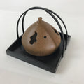 Japanese Ceramic Mosquito Coil Holder And Wooded Tray Vtg Iron Glaze PX629