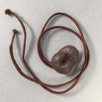 Japanese Ceramic Netsuke Kimono Accessory Vtg Okame Mask Toggle Cord JK61