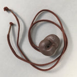 Japanese Ceramic Netsuke Kimono Accessory Vtg Okame Mask Toggle Cord JK61