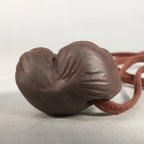 Japanese Ceramic Netsuke Kimono Accessory Vtg Okame Mask Toggle Cord JK61