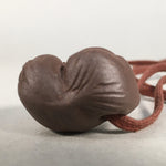 Japanese Ceramic Netsuke Kimono Accessory Vtg Okame Mask Toggle Cord JK61