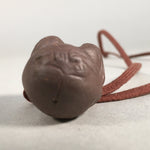Japanese Ceramic Netsuke Kimono Accessory Vtg Okame Mask Toggle Cord JK61