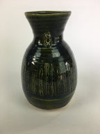 Japanese Ceramic Oribe Ware Flower Vase Vtg Kabin Pottery Ikebana FV909