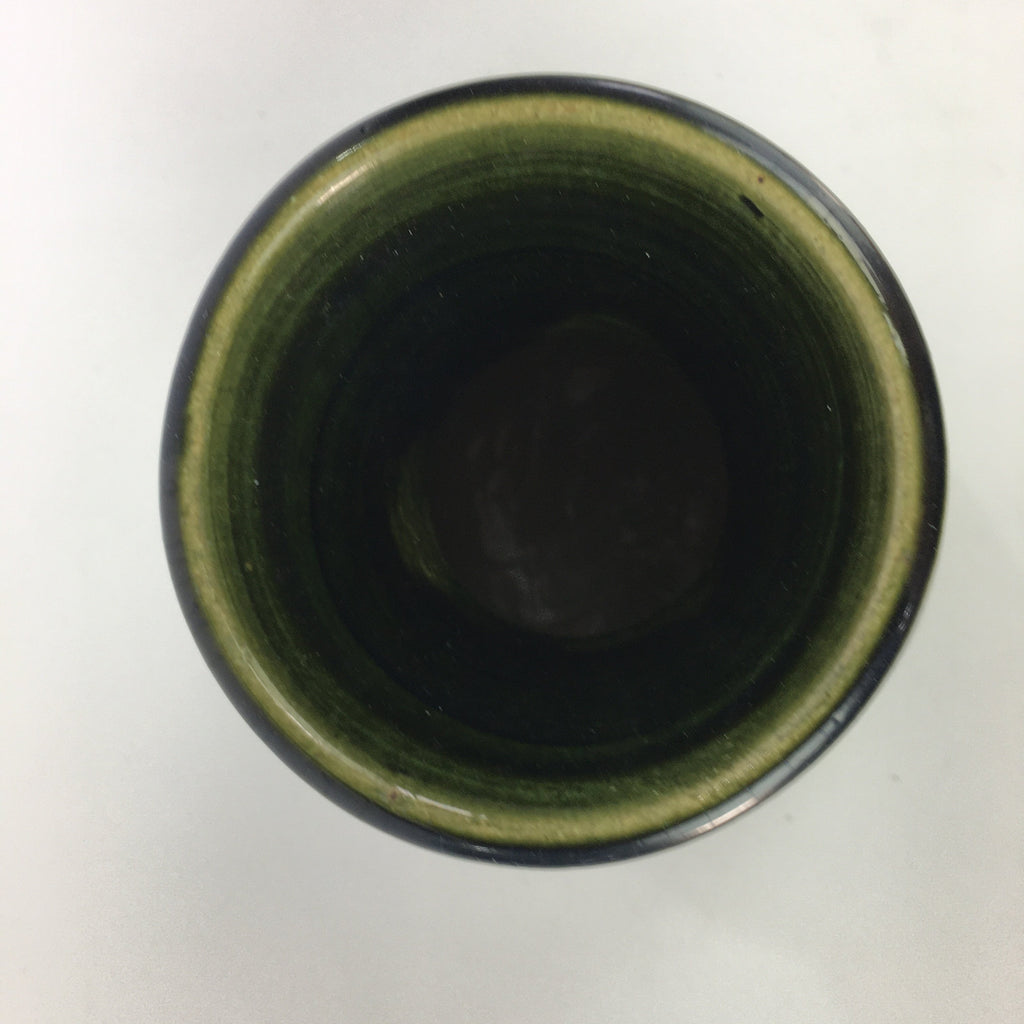 Japanese Ceramic Oribe Ware Flower Vase Vtg Kabin Pottery Ikebana FV909