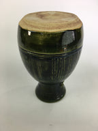 Japanese Ceramic Oribe Ware Flower Vase Vtg Kabin Pottery Ikebana FV909