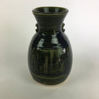 Japanese Ceramic Oribe Ware Flower Vase Vtg Kabin Pottery Ikebana FV909