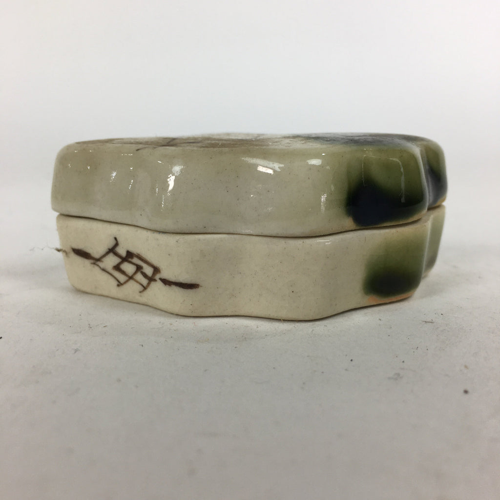 Japanese Ceramic Oribe Ware Incense Container Kogo Vtg Tea Ceremony PP745