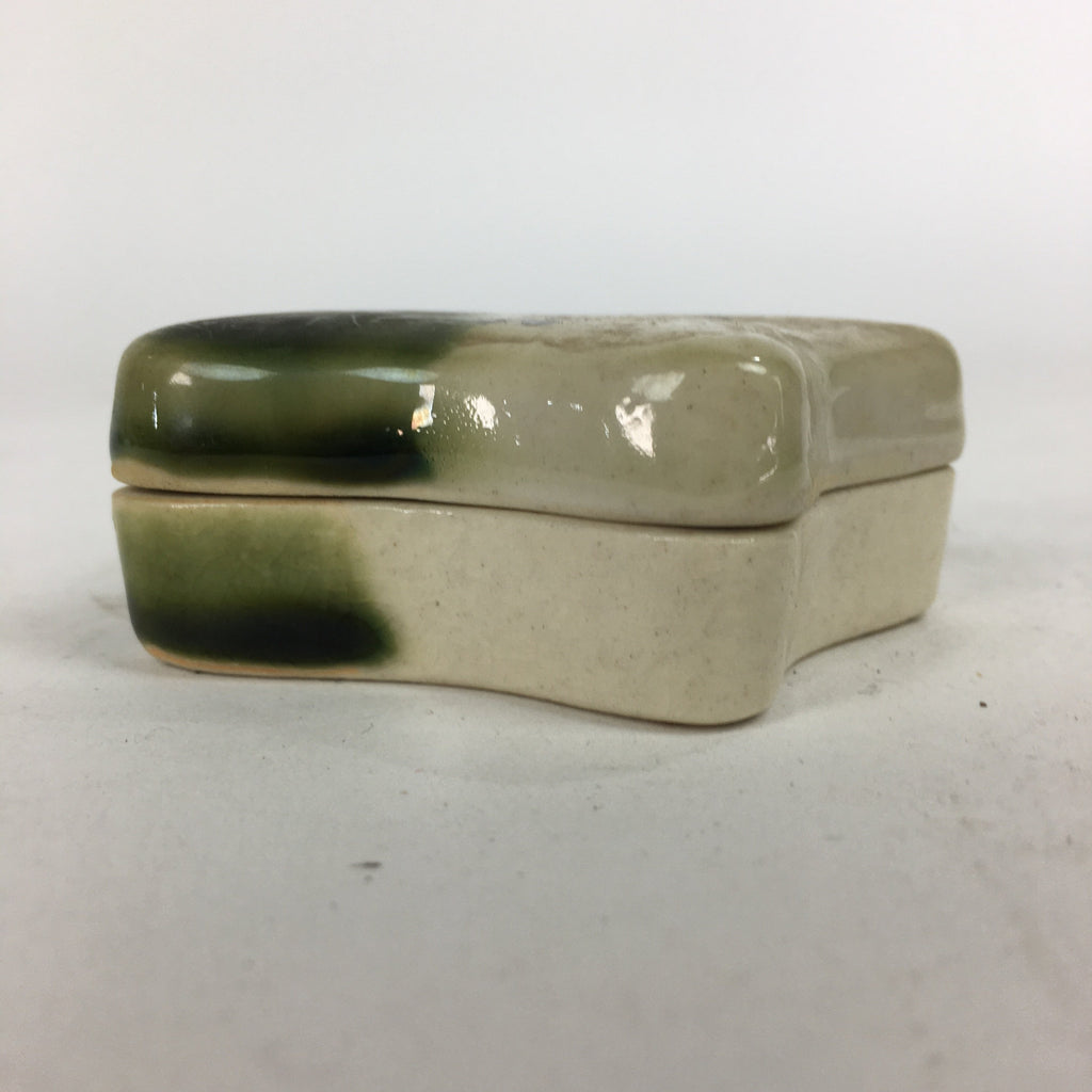 Japanese Ceramic Oribe Ware Incense Container Kogo Vtg Tea Ceremony PP745