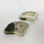 Japanese Ceramic Oribe Ware Incense Container Kogo Vtg Tea Ceremony PP745