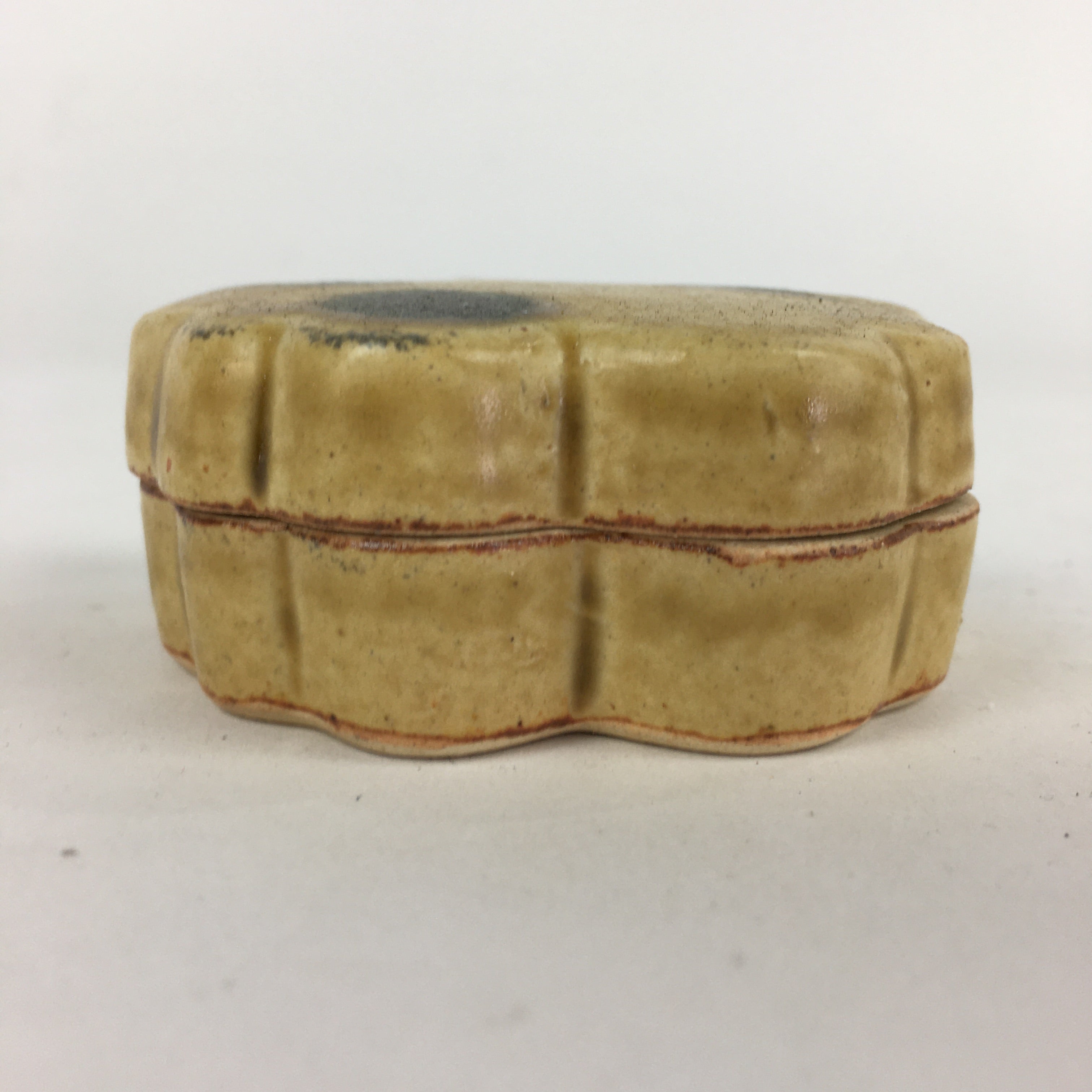 Japanese Ceramic Oribe Ware Incense Container Kogo Vtg Tea Ceremony PP907